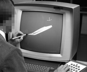 Рисование на экране световым пером в 1973 году.